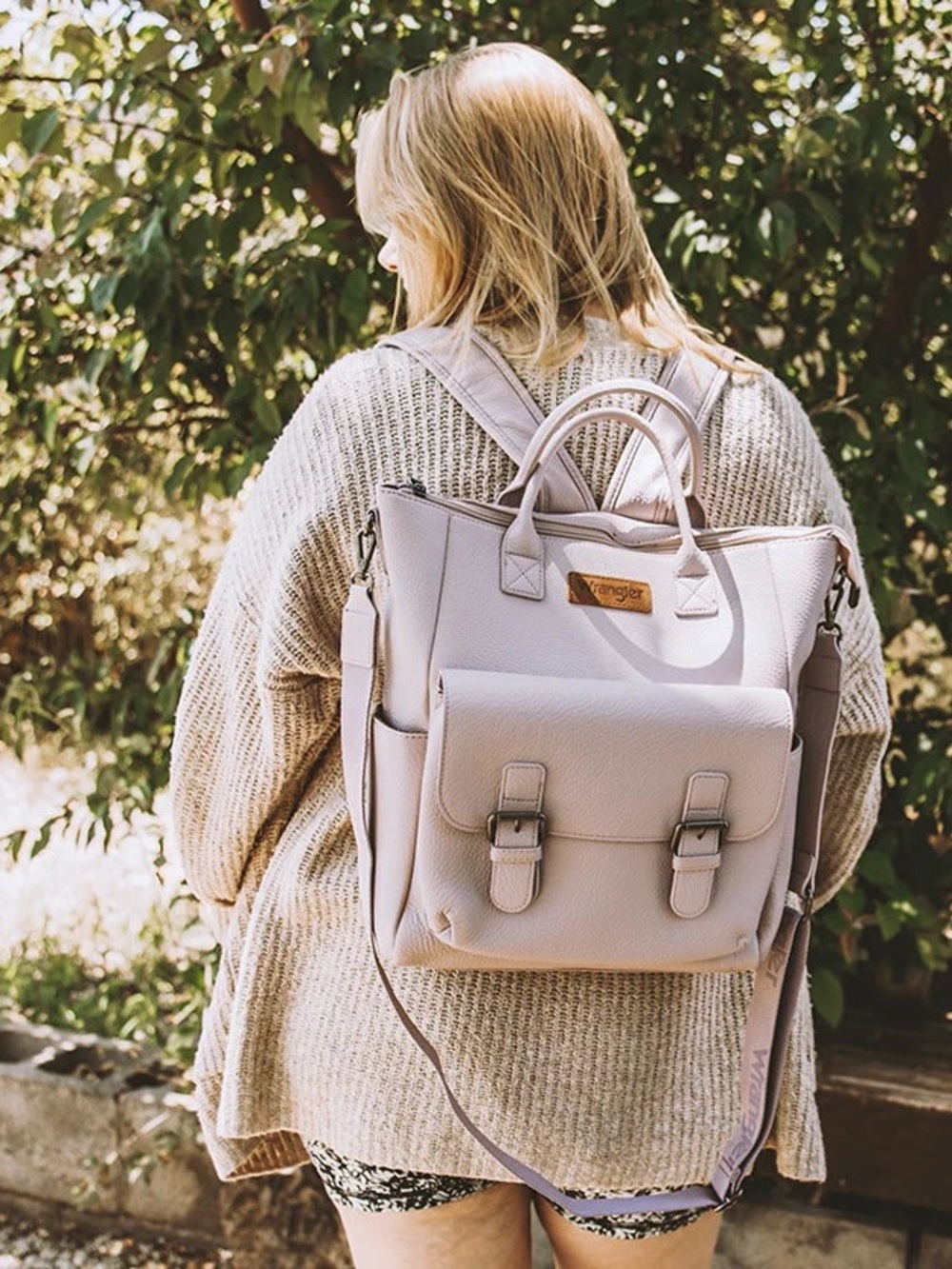 NWT Montana West Wrangler Convertible Grain Faux Leather Lavender Backpack